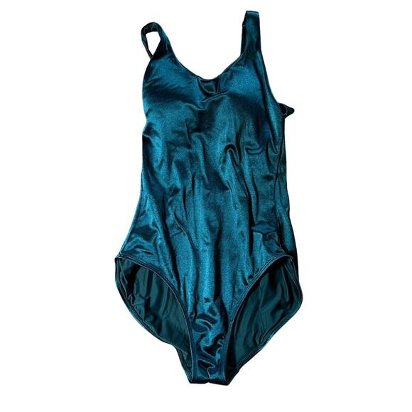 Calia Scoop Neck One Piece Teal Bathing Suit.  Size 4 - Picture 1 of 7